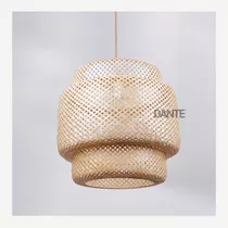 Lampara Colgante Rustica Luces Led Mimbre Canasto Bambu