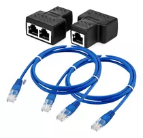 Duplicador Rede Entrada 2 Saídas + 2 Cabos 1m Rj45 Internet