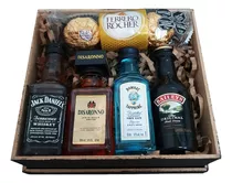 Kit 4 Botellitas De Whisky De 50 Ml + Licores + Chocolates