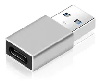 Adaptador Tipo C Hembra A Usb 3.0 Macho Otg 10 Gbps Metalizado Color Plateado