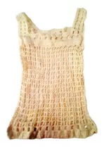 Aurojul- Musculosa De Diseño Tejida Crochet Hilo Color Nat.