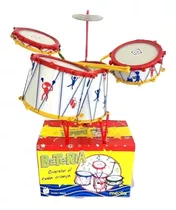 Mini Bateria Musical Infantil Tambores Prato Brinquedo