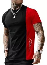 Playera Hombre Manga Corta Negra Camisetas Lycra Estampado