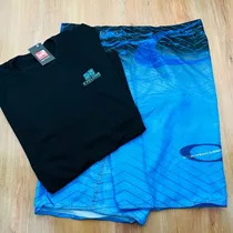 Kit Bermuda Tactel Oakley Azul + Camiseta Cyclone