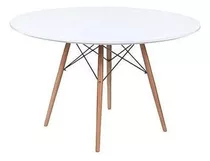 Mesa Redonda Eames 100cm Cubierta De Madera