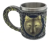 Caneca Lobo Viking Medieval Inox 