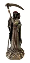 Santa Muerte En Fina Resina 28cm Color Bronce