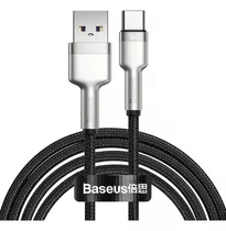 Cable Usb P/tipo-c Turbo Baseus Metal De 6 W, 6 A, Nailon, 2 M, Color Negro
