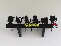 Prateleira .cabideiro Mdf 6mm Preto Pokemon Jogos