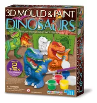 Juego Educativo 4m Moldear Pintar Dinosaurios T-rex 3d Yeso