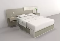 Cama Box Sommier 2 Plazas 4 Cajones + Zapatero Queen 160 P Color Nevado Gris