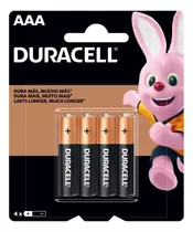 Pilas Duracell Larga Duración Alcalinas Aaa X 4 Un