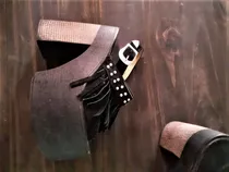 Sandalias Zapatos Plataforma Taco Fiesta Negro Altos Mujer