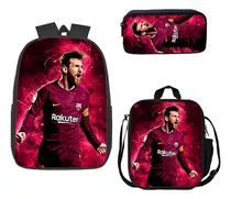 Mochila De 3 Piezas Con Estampado De Messi, Bolsa De Mensaje