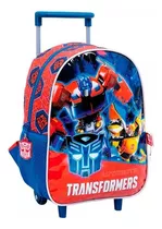 Mochila Transformers Carro 12 Azul Diseño De La Tela Liso