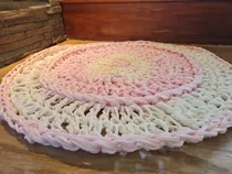 Alfombra Nórdicas Tejida  Crochet En Trapillo Totora 60cm 