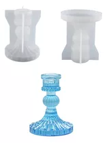 Molde Silicona Candelabro Porta Velas Alto Rayado 