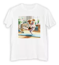 Remera Hombre Perro Deporte Pilates Yoga En Casa Feliz