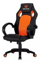 Silla De Escritorio Meetion Chr05 Gamer Ergonómica  Negra Y Naranja Con Tapizado De Cuero Sintético