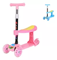 Patineta Scooter Infantil Con Luz Y Asiento Plegable 3 En 1