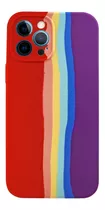 Funda Silicona Arcoíris Felpa Para iPhone 11 12 Pro Max