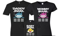 3 Playeras De Baby Shark, Mommy Shark And Daddy Shark. 