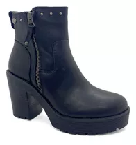 Bota Botineta Lady Stork Cuero Taco 9,5cm Mujer Doble Cierre