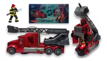 Brinquedo Carro Bombeiro Transforma Robô Solta Água Som Luz Cor Vermelho