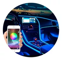 Kit Tira Led Rgb Auto Interior Bluetooth Fibra Optica