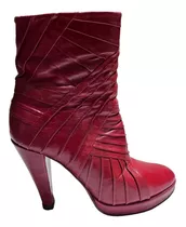 Botas Rojas De Cuero Talle 37 Mujer