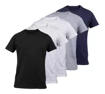 Pack X 5 Remera Basica Hombre Manga Corta Lisa 100% Algodon