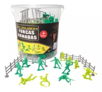 Miniaturas Colecionáveis Forças Armadas Balde Com 60 Peças