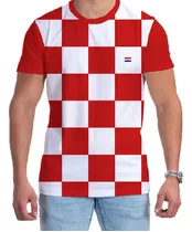 Camiseta Xadrez Estampada Croácia Países Torcedor Masculina