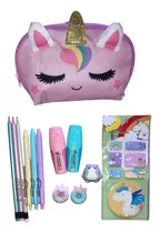 Estuche Unicornio Kawaii Escolar Con  Lápices Y Accesorios