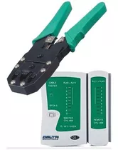 Combo Tester + Pinza Crimpeadora + 100 Fichas Rj45 Cat5e Amb