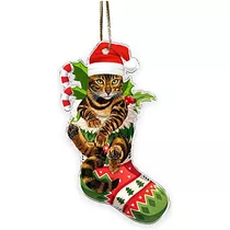 Adornos De Gato Bengalí De Navidad, Decoración De Gat...