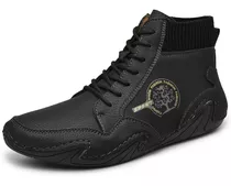 Hombres Casual Zapatos De Cuero De Lujo Calcetines De Tobill