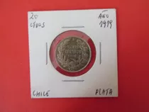 Antigua Moneda Chile 20 Centavos De Plata Año 1919
