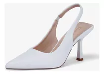 Zapatos Estiletes Taco Bajo Blanco Boda Novia Mujer