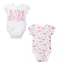 Set 2 Piezas Bodys Manga Corta Bambino  Mariposa Blanco