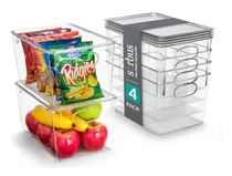 Organizador Refrigerador Transparente Con Tapa Y Mango Sorbu