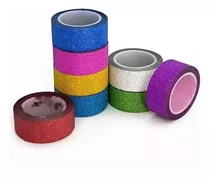 Cinta Adhesiva Decorativa Washi Tape Glitter 8 Colors Brillo