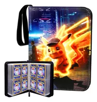 Porta 400 Cards Pokémon Dt. Pikachu Álbum Fichário Com Zíper