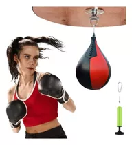 Pera Box Boxeo Inflable Con Elástico Punching Ball Cuero