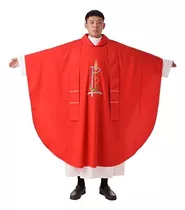 Blessume Vestimentas De Casulla De Sacerdote Rojo Con Bordad