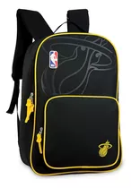 Mochila Nba Miami Heat Reforzada Urbana Diaria Color Negro Diseño De La Tela Liso