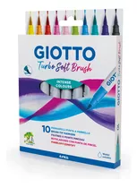 Marcadores Turbo Soft Brush Giotto 10 Colores 