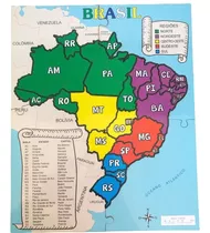 Quebra-cabeça - Mapa Do Brasil Infantil Sigla Estado Capital