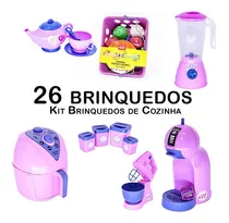 Cozinha Infantil Mercado Air Fryer Liquidificador Bule 26pç