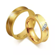 Aros Matrimonio Alianza Enchape Oro 18k Cristal Joyeria Gold